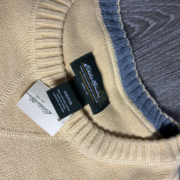 Eddie Bauer Men's XXL Heavy Knit Cotton Crew Neck Chamois Y2K Sweater New - Picture 4 of 9
